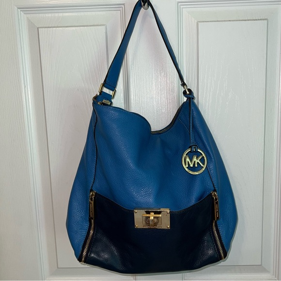 Vintage Michael Kors Hamilton Blue Leather Hobo Bag - Picture 1 of 15